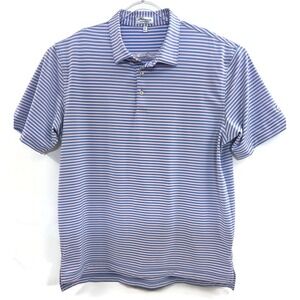 Peter Millar Polo Shirt Mens XL Blue Pink Stripe Summer Comfort Golf Performance